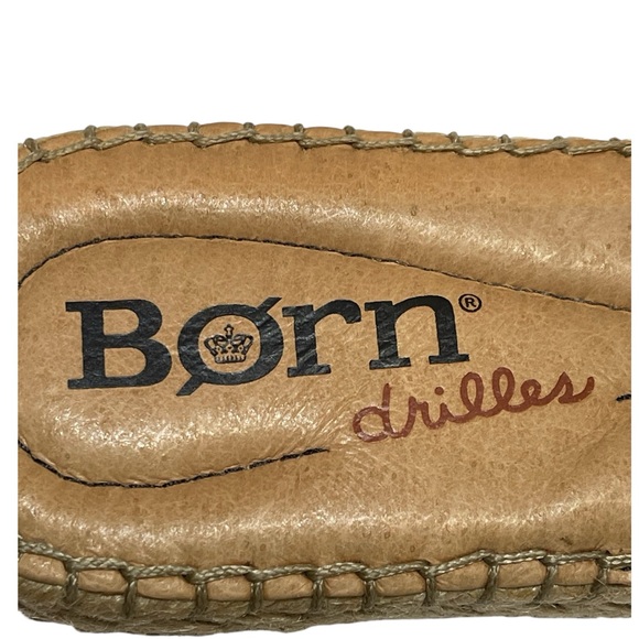 BORN SAN BENITO BLACK LEATHER ESPADRILLE SLIDE SANDALS SZ 7M EUC - Picture 12 of 14